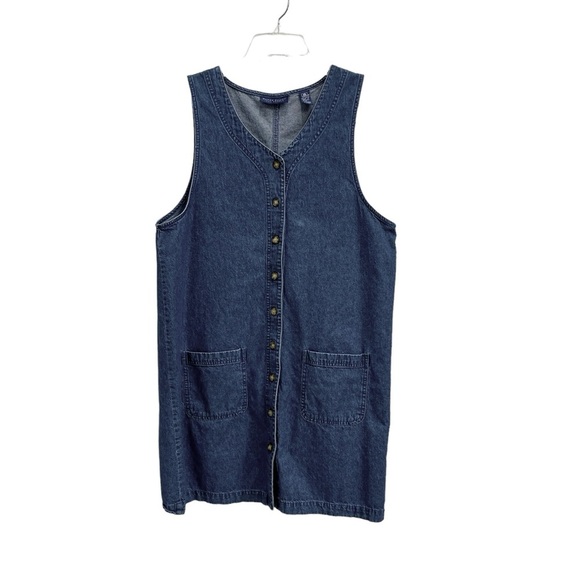Karen Scott Dresses & Skirts - Vintage Karen Scott Women's Cotton Denim Button Front Sleeveless Dress Size M